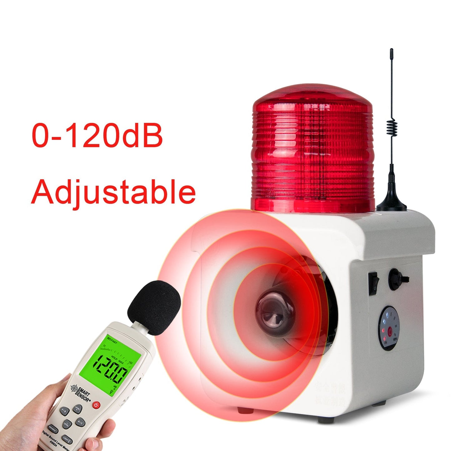 YASONG Portable Rechargeable Wireless Remote Control Alarm Siren 2km(1.24mi) Remote Distance Waterproof 120dB Siren with Adjust Volume and Tone, Lithium Battery SLA-800BY
