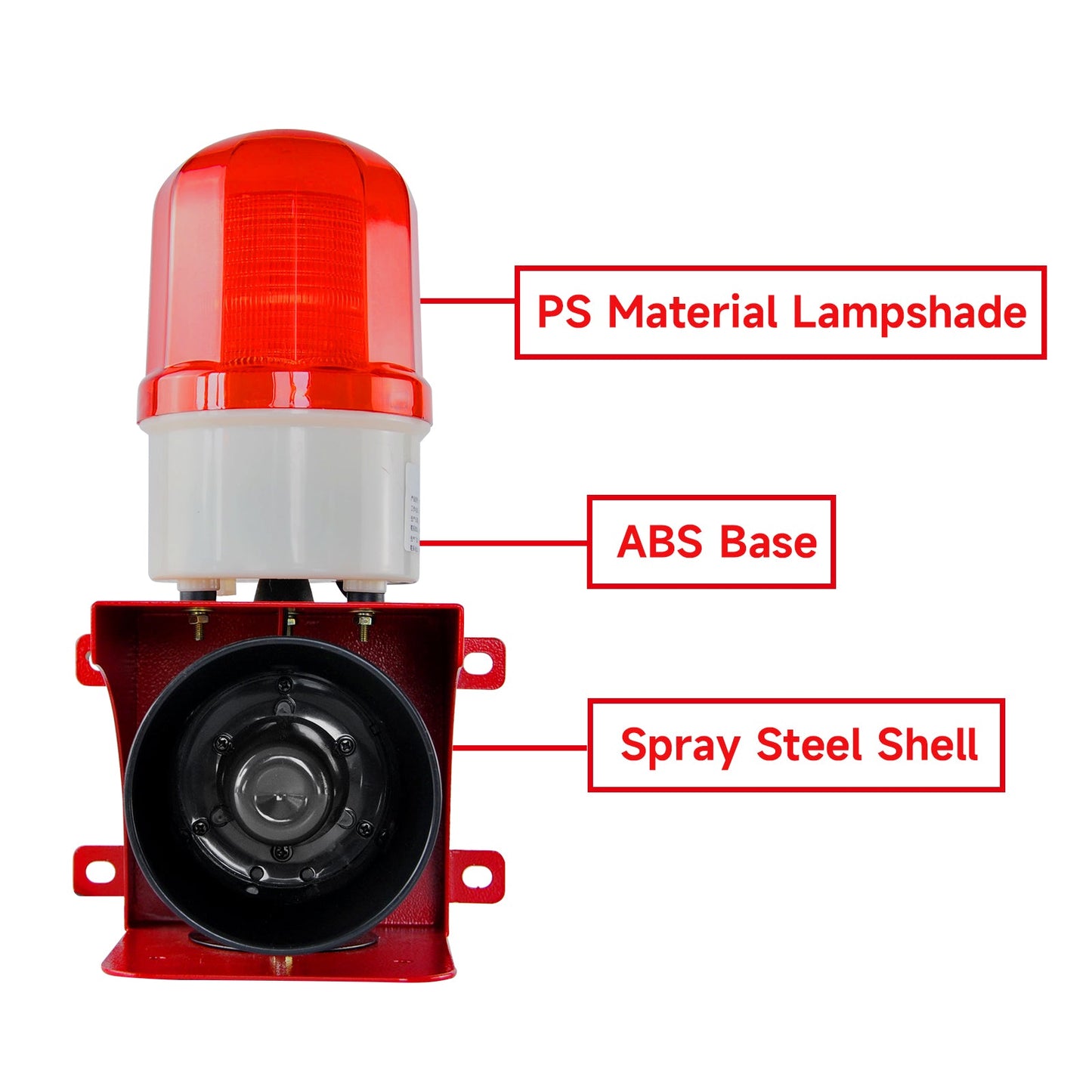 YASONGIndustrial Alarm Siren, LED Strobe Warning Light 110dB Bell Power 23W DC12V SLA-BJ02