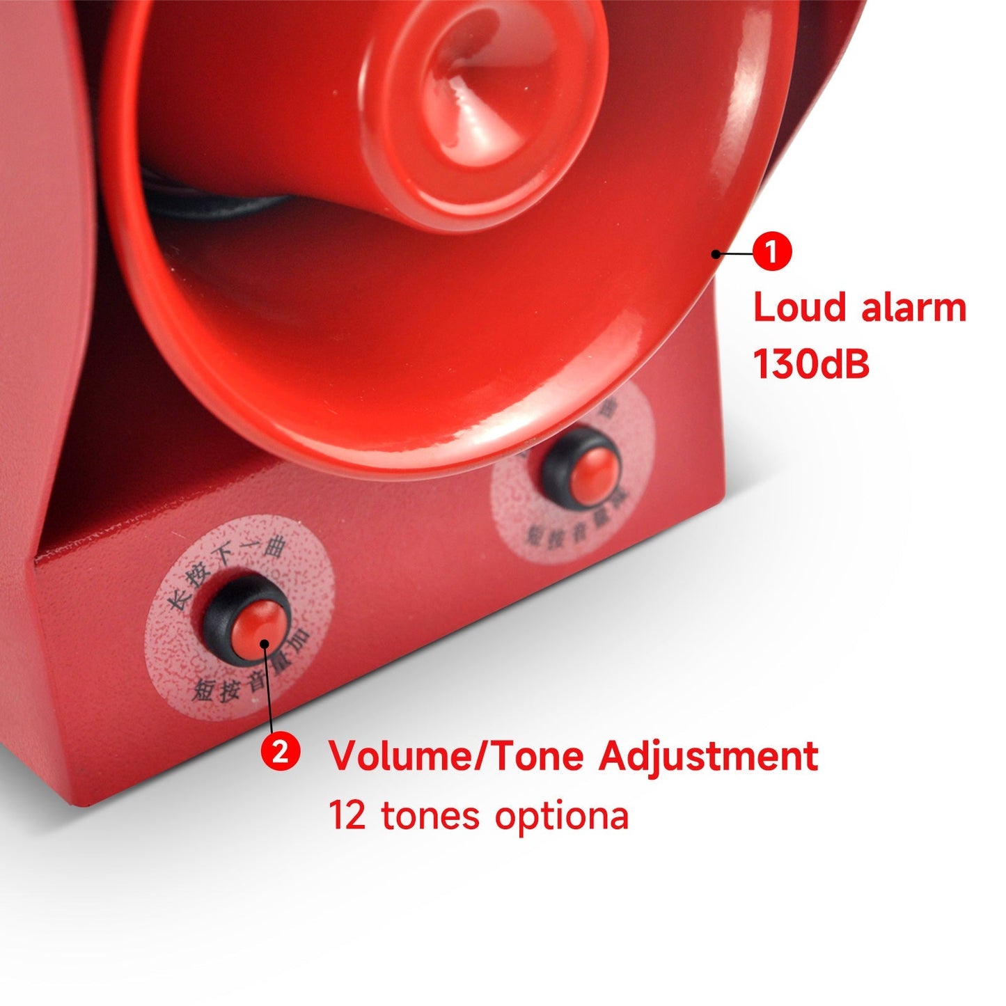 YASONG SLA-05B Industrial Alarm Siren 130dB 12 Horn Tones Switchable 45W High Power Fire Tornado Alarm for Noisy Environment Emergency