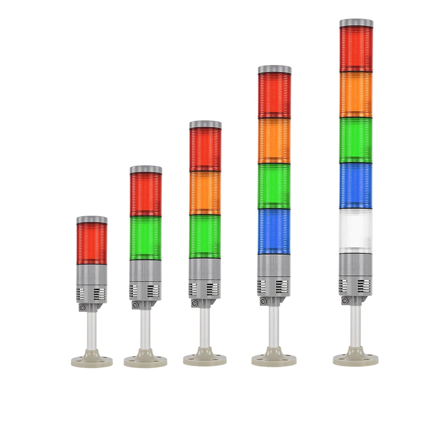 YASONG Tower Light IP65 Waterproof Multilayers Stack Warning Lights with Sound, 4 Types of Base, Flashing Light For Machine LTA-052WJ