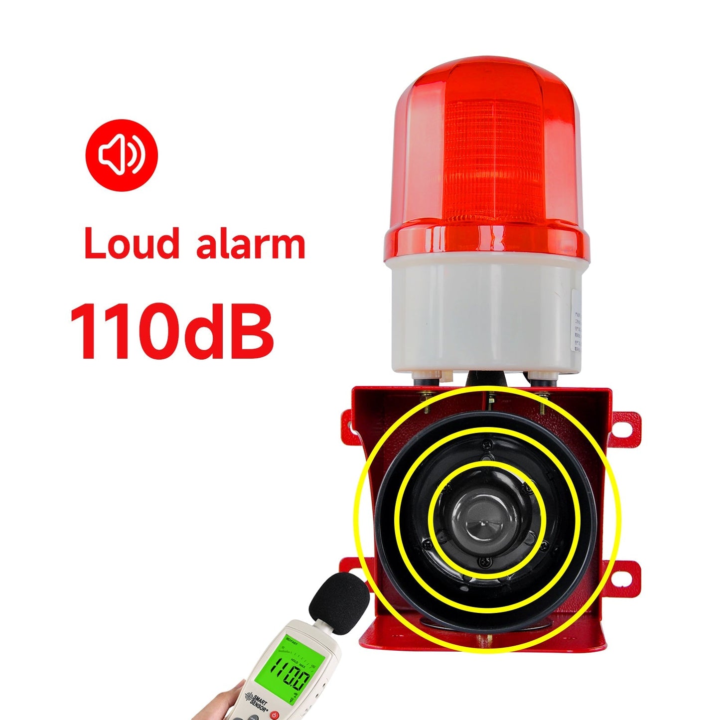 YASONGIndustrial Alarm Siren, LED Strobe Warning Light 110dB Bell Power 23W DC12V SLA-BJ02