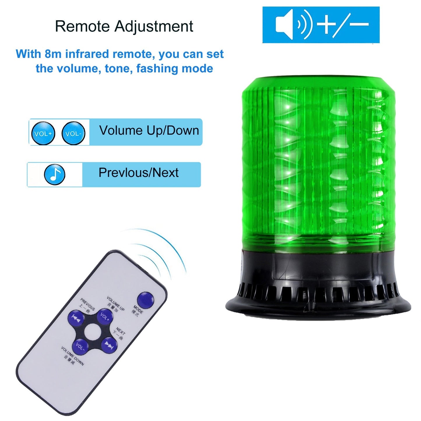 YASONG Beacon Strobe Light 4 Flashing Mode 120dB Horn 9 Tones LED Emergency Lights with Magnet Base for Vehicles, Truck, Car and Workshop AC100V-AC240V