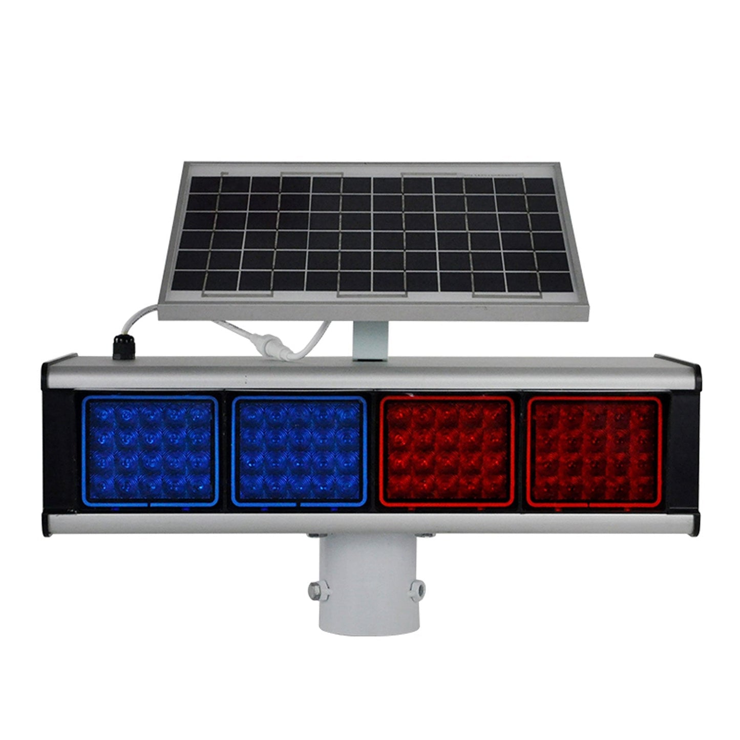 YASONG Solar Motion Detection Strobe Light Warning Light IP65 Waterproof 120dB LED Red and Blue Double-sided Flashing Lights Motion Sensor Alarm Siren for Traffic, Road Construction, Farm, Yard