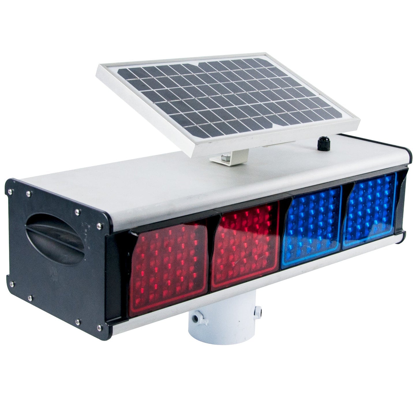 YASONG Solar Motion Detection Strobe Light Warning Light IP65 Waterproof 120dB LED Red and Blue Double-sided Flashing Lights Motion Sensor Alarm Siren for Traffic, Road Construction, Farm, Yard