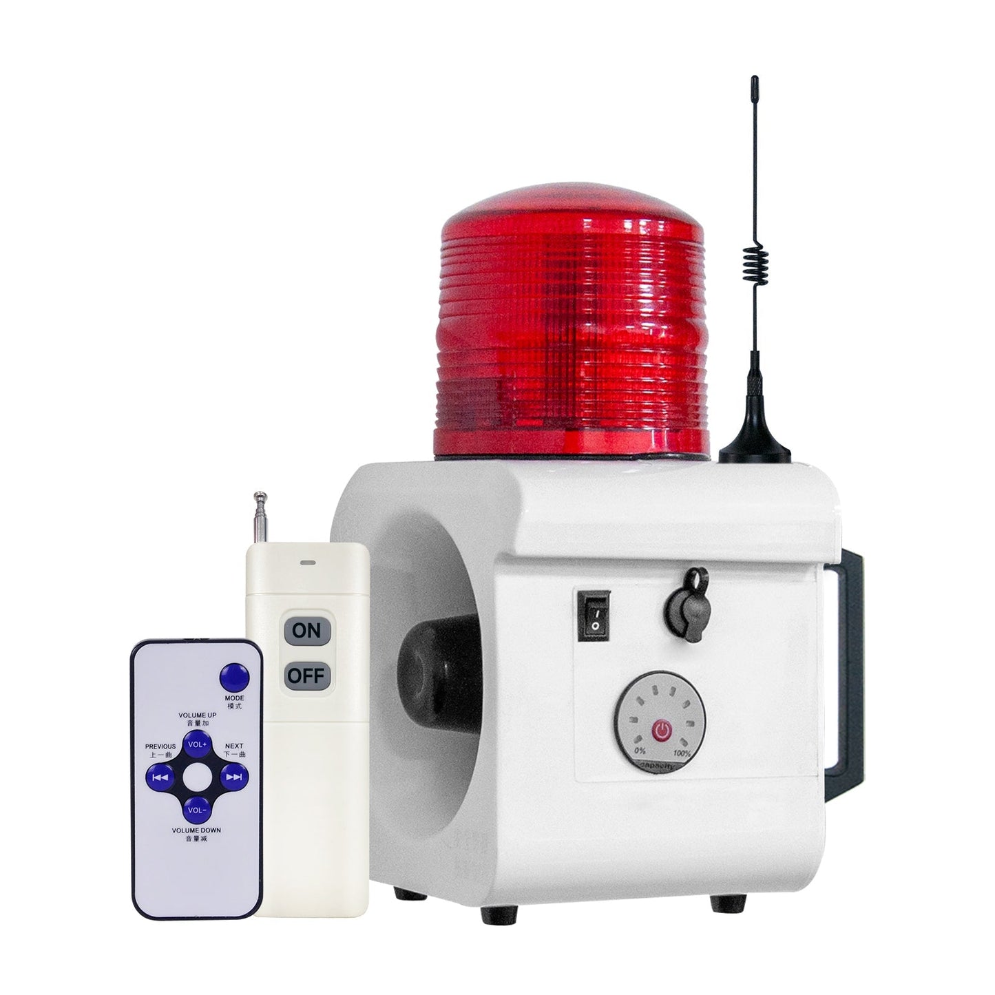 YASONG Portable Rechargeable Wireless Remote Control Alarm Siren 2km(1.24mi) Remote Distance Waterproof 120dB Siren with Adjust Volume and Tone, Lithium Battery SLA-800BY