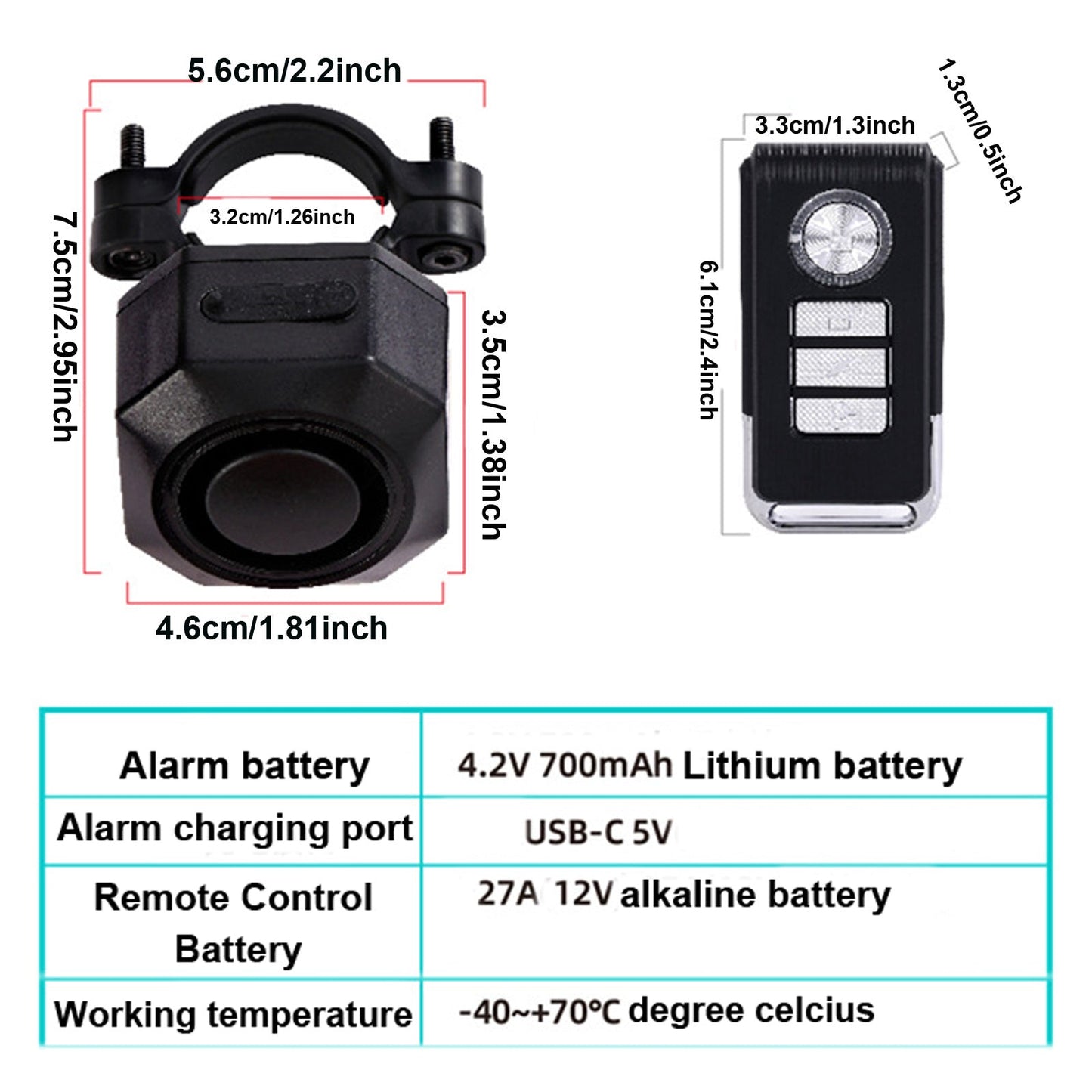 YASONG Bike Alarm USB Rechargeable Ebike Motorcycle Alarm with Remote Motion and Mount 110dB Wireless Bicycle Anti Theft Security Alarm System for Ebike Electric Bike Scooter Car (1 Pack)