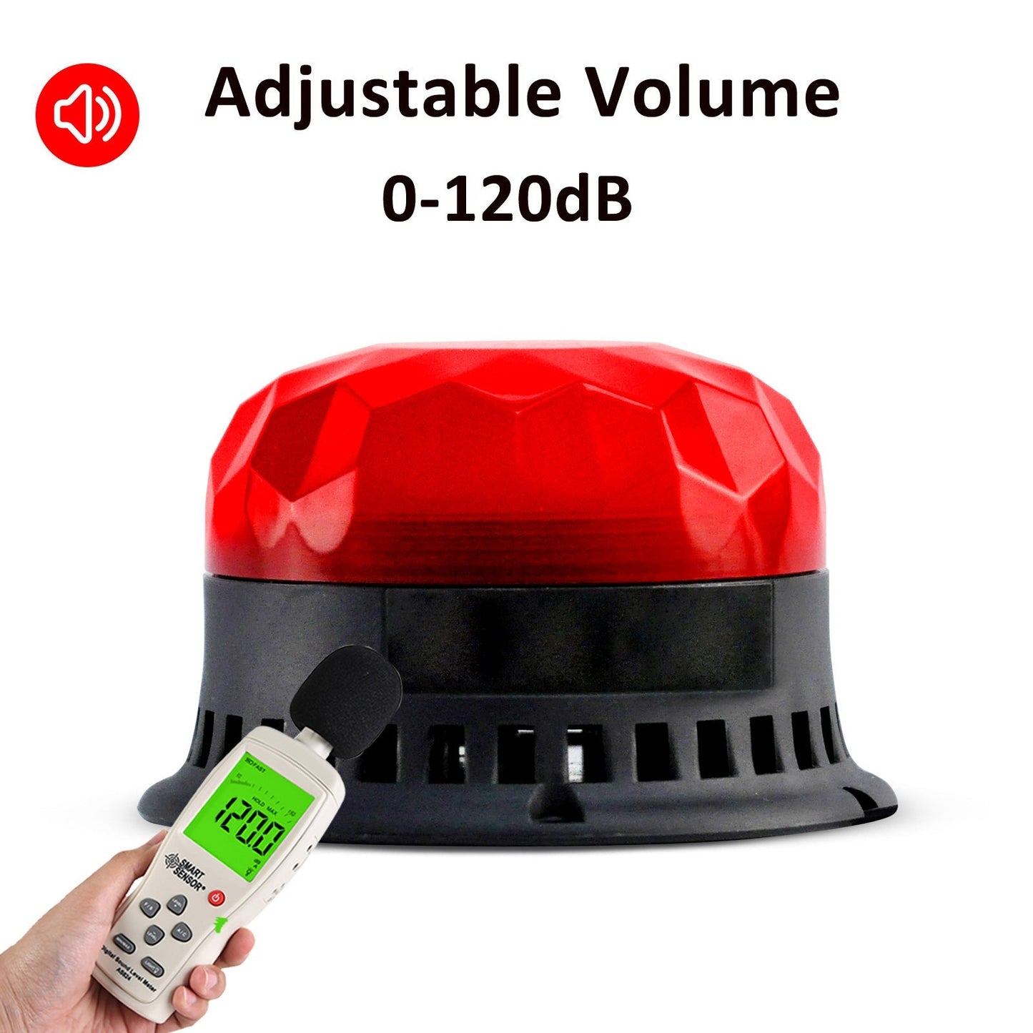 YASONG Beacon Strobe Lights Waterproof LED Siren Warning Light 120dB Loud horn 9 Tones 2 Flashing Mode Magnetic Base for Vehicles Trucks Forklift Workshop Emergency AC100-240V