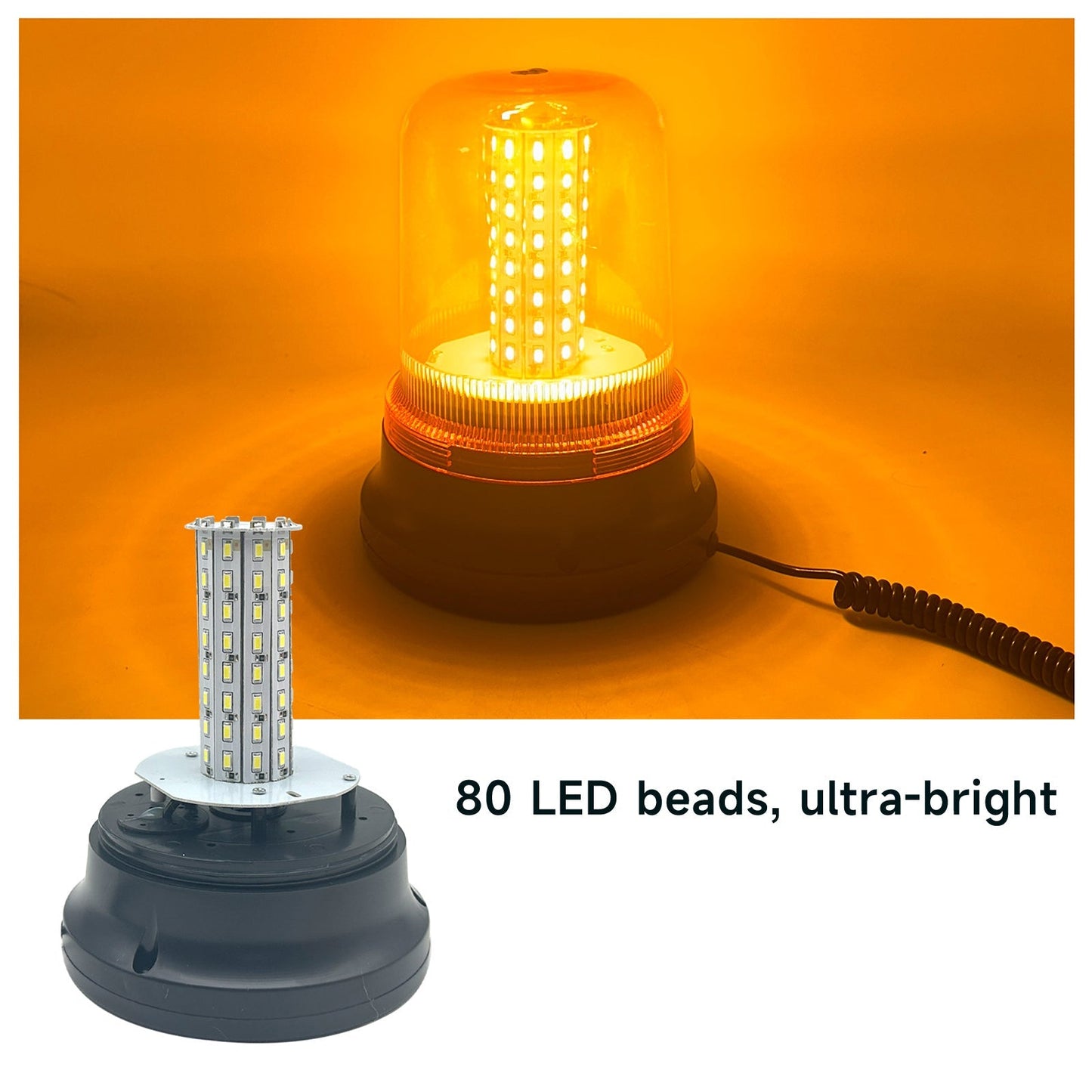 YASONG Amber LED Beacon Strobe Light 80 LEDs 40w Waterproof Rooftop Lights Safety Emergency Flashing Warning Light for Truck Forklift UTV Car Bus