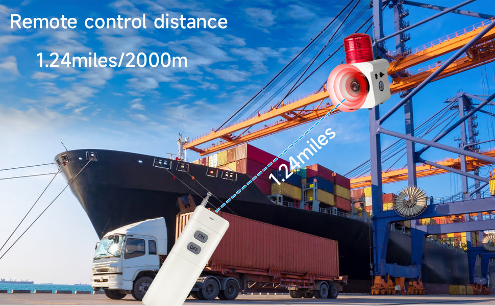 YASONG Portable Rechargeable Wireless Remote Control Alarm Siren 2km(1.24mi) Remote Distance Waterproof 120dB Siren with Adjust Volume and Tone, Lithium Battery SLA-800BY