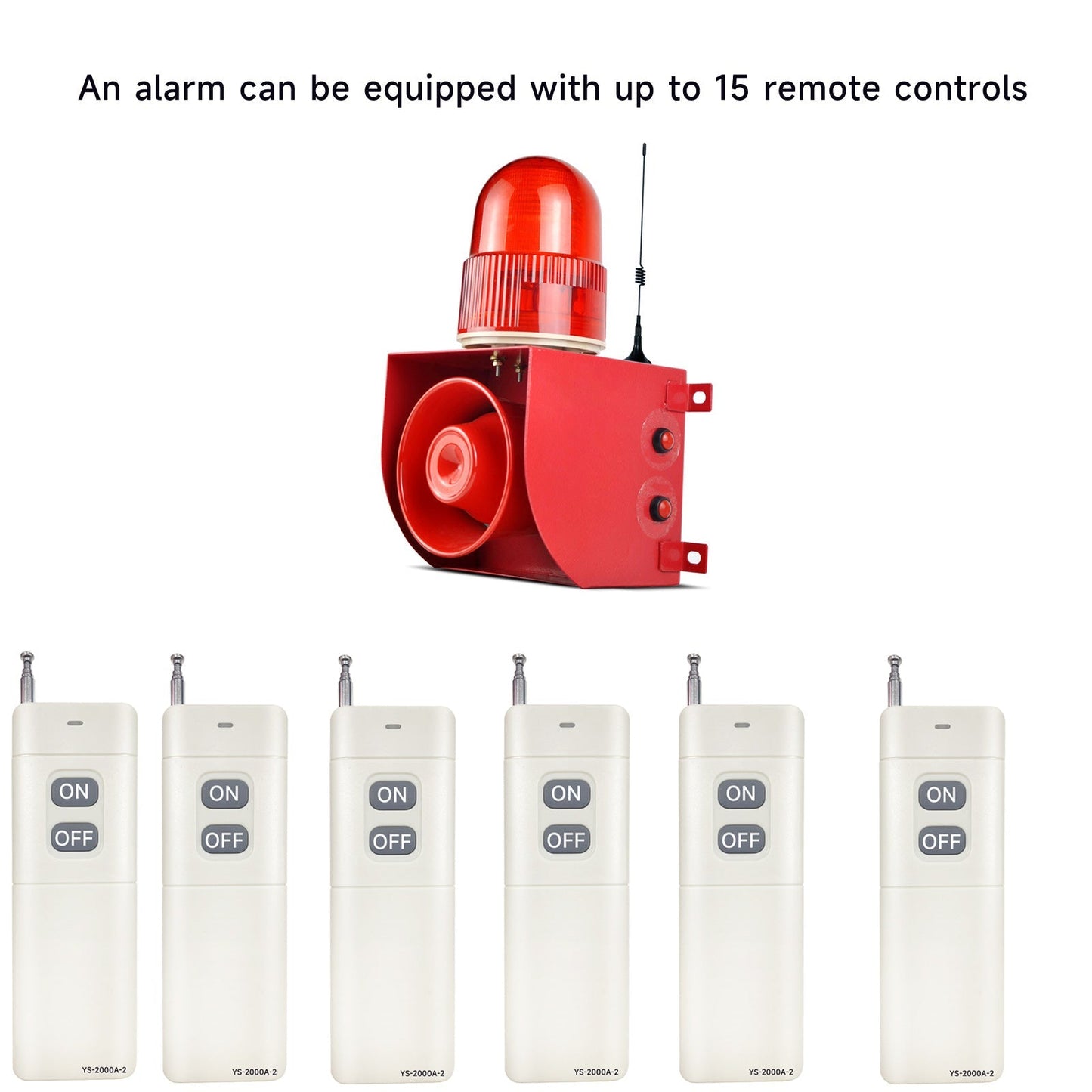 YASONG Wireless Remote Control 2000m/1.24mile(No Wall) Control Siren Turn On or Turn Off One Remote Control up to 15 Alarms