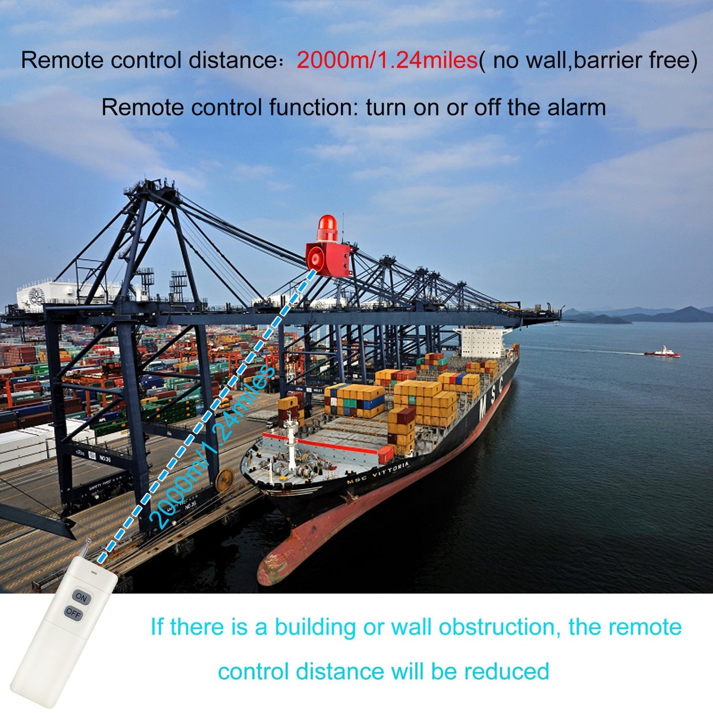 YASONG Wireless Remote Control 2000m/1.24mile(No Wall) Control Siren Turn On or Turn Off One Remote Control up to 15 Alarms