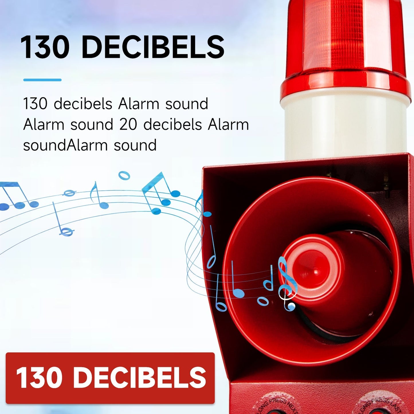 YASONG Security Outdoor ALarm Siren Loud 130dB IP65 Waterproof Adjustable Sound Alarm System with Timer Emergency Siren Strobe Light SLA-05B1