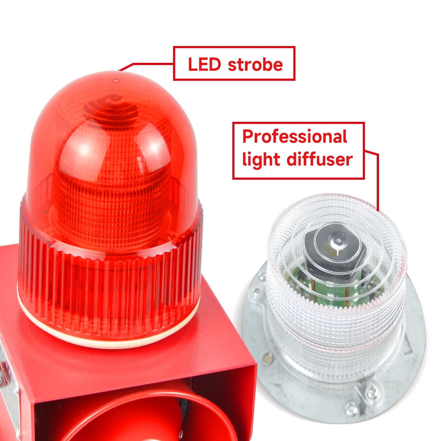 YASONG 500m/2000m Wireless Remote Control Alarm Siren 120dB Horn 12 Tone Adjustable Outdoor Industrial Waterproof LED Strobe Alarm System for Noisy Environment Emergency Alarm SLA-01TY