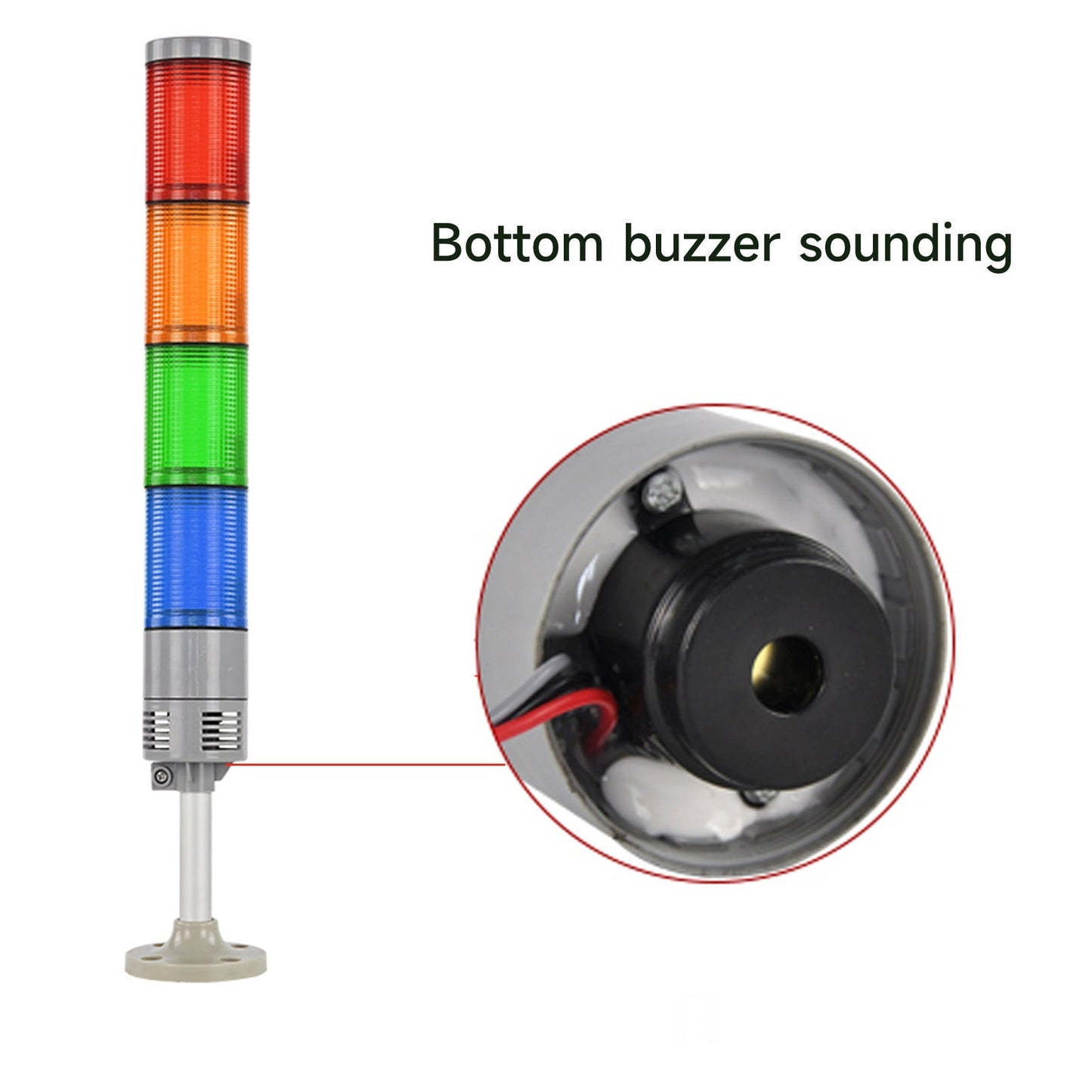 YASONG Tower Light IP65 Waterproof Multilayers Stack Warning Lights with Sound, 4 Types of Base, Flashing Light For Machine LTA-052WJ