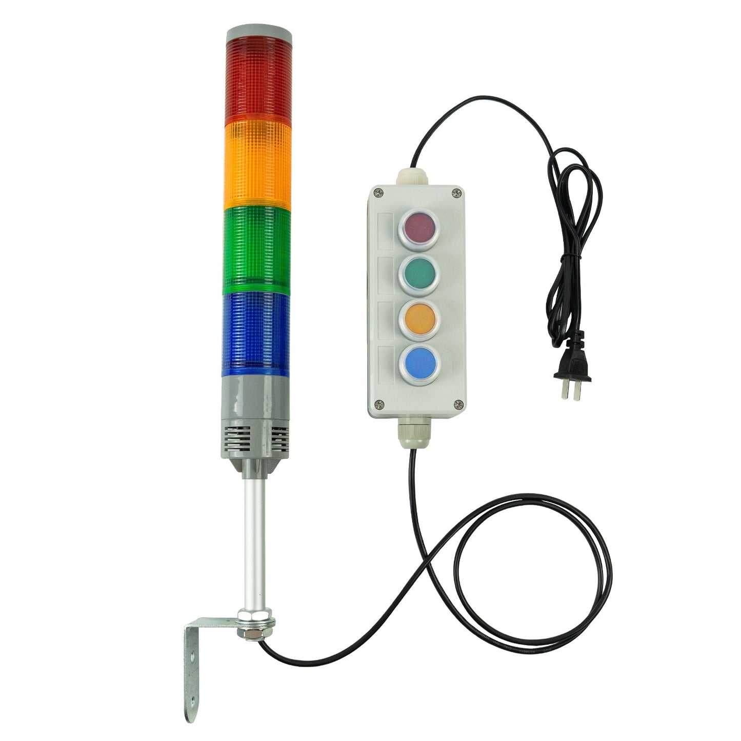 YASONG 4 Stack Super Bright LED Industrial Signal Tower Light Andon Lights with No Sound,Off-ON, or Flash, for Industrial, Warehouse, Indoor