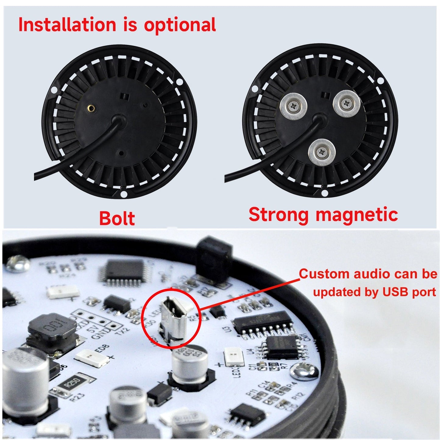 YASONG Beacon Strobe Lights Waterproof LED Siren Warning Light 120dB Loud horn 9 Tones 2 Flashing Mode Magnetic Base for Vehicles Trucks Forklift Workshop Emergency AC100-240V