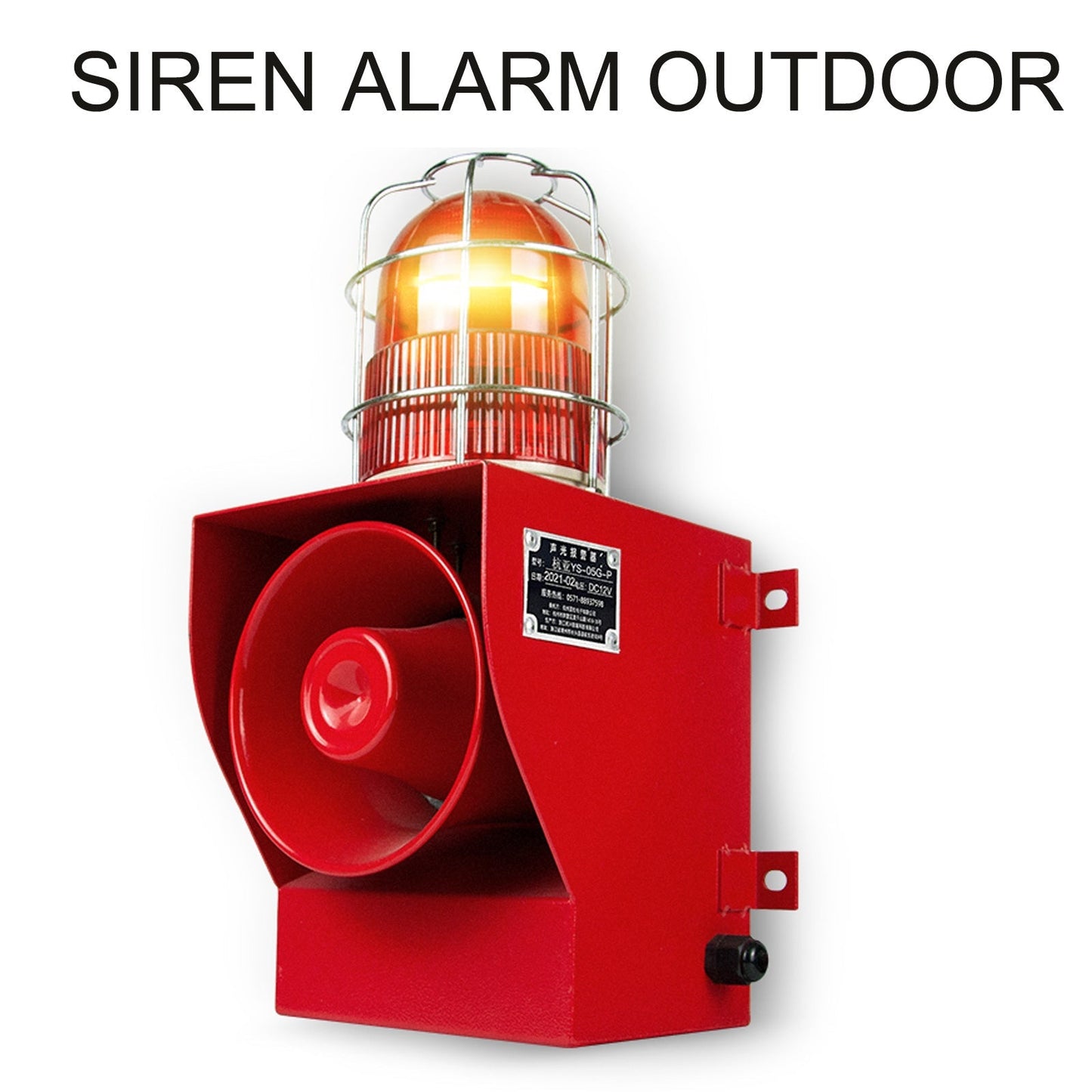 YASONG Outdoor Alarm Siren IP66 Waterproof Anti -collision 130dB Horn Security Siren with Strobe Light for Ports, Docks, Factories, Schools, Homes SLA-05G
