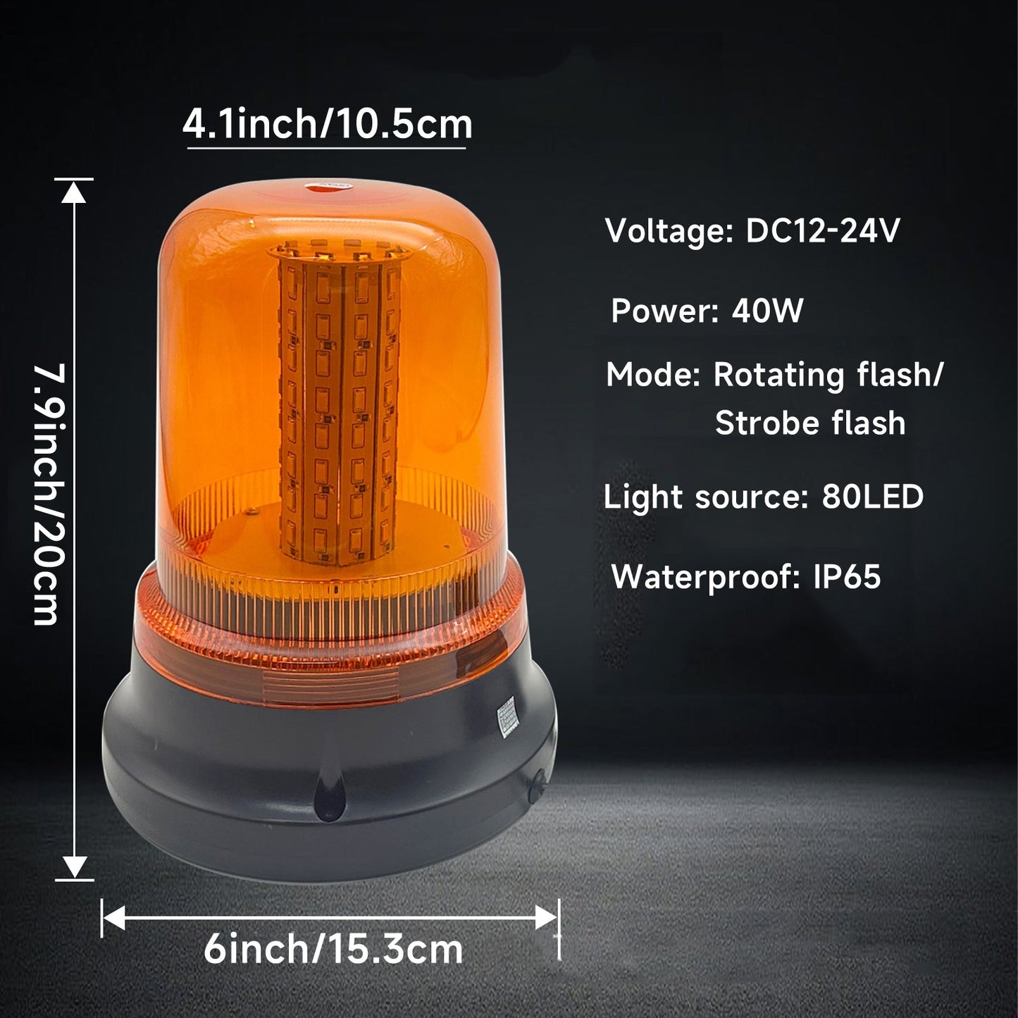 YASONG Amber LED Beacon Strobe Light 80 LEDs 40w Waterproof Rooftop Lights Safety Emergency Flashing Warning Light for Truck Forklift UTV Car Bus