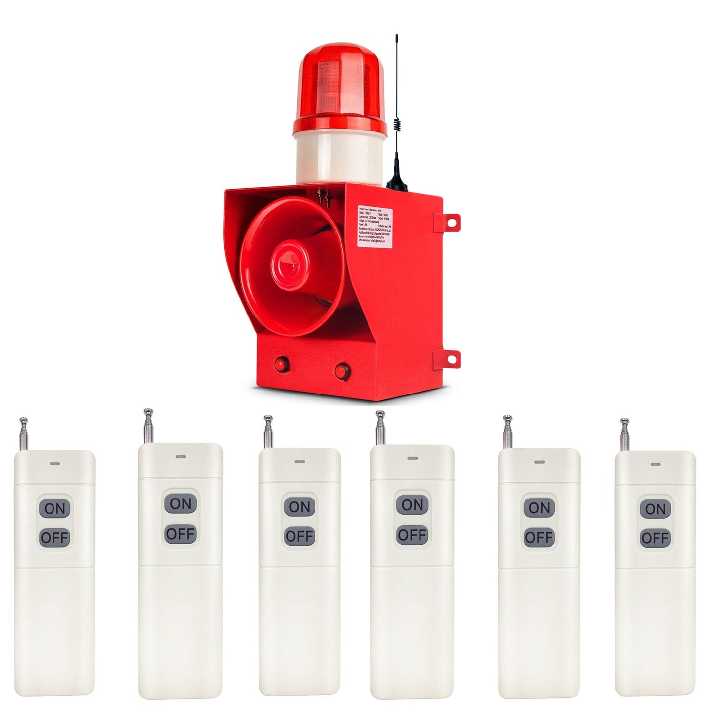 YASONG 1.24mile/2000m Wireless Remote Control Alarm Siren with Multiple Remote Controls 130dB Volume 9 Tones Adjustable 45w Alarm Systerm Strobe Sirens AC100-120V SLA-05BY-2000