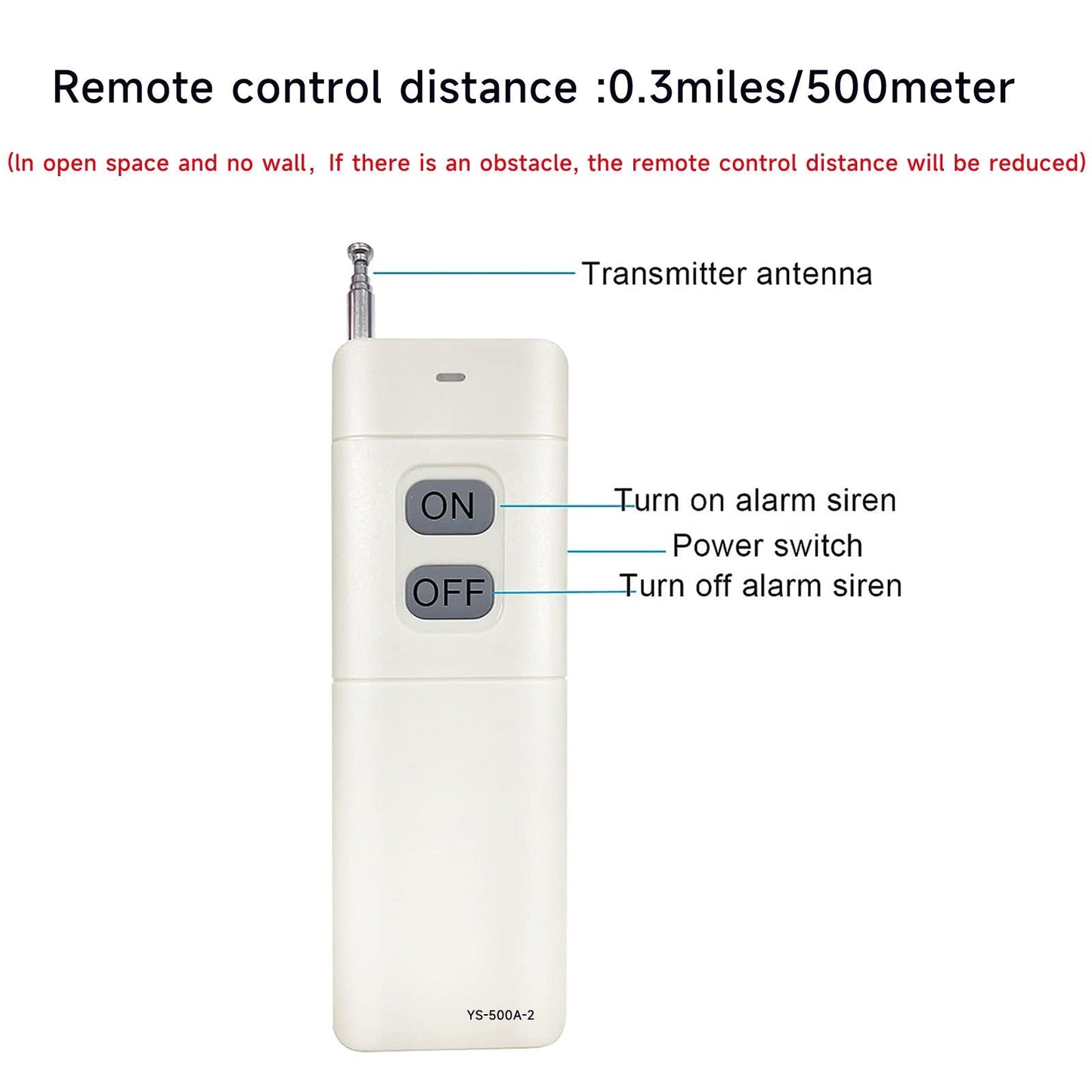 YASONG Wireless Remote Control 500 Meters(No Wall) Control alarm Turn on or Turn off One Alarm Can Be Equipped with Up to 60 Remote Controls