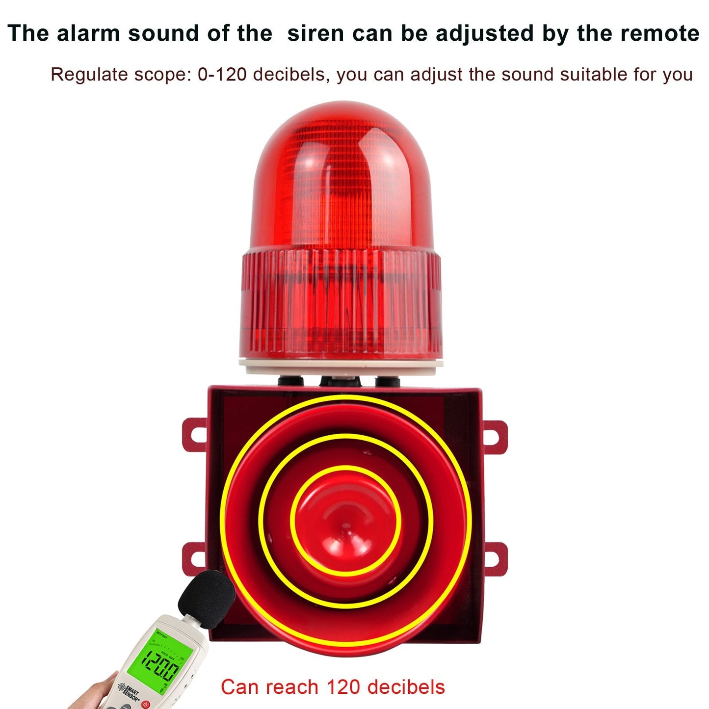 YASONG SLA-01W Motion Sensor & Detector Alarm Siren Waterproof LED Strobe Warning Light Siren with 120dB Horn Power 25W for Factories, Warehouses and Docks