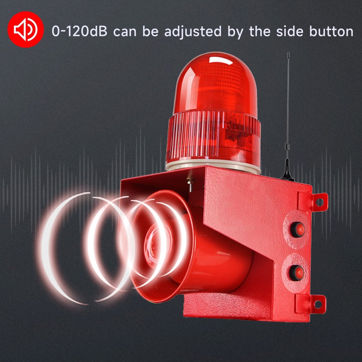 YASONG 500m/2000m Wireless Remote Control Alarm Siren 120dB Horn 12 Tone Adjustable Outdoor Industrial Waterproof LED Strobe Alarm System for Noisy Environment Emergency Alarm SLA-01TY