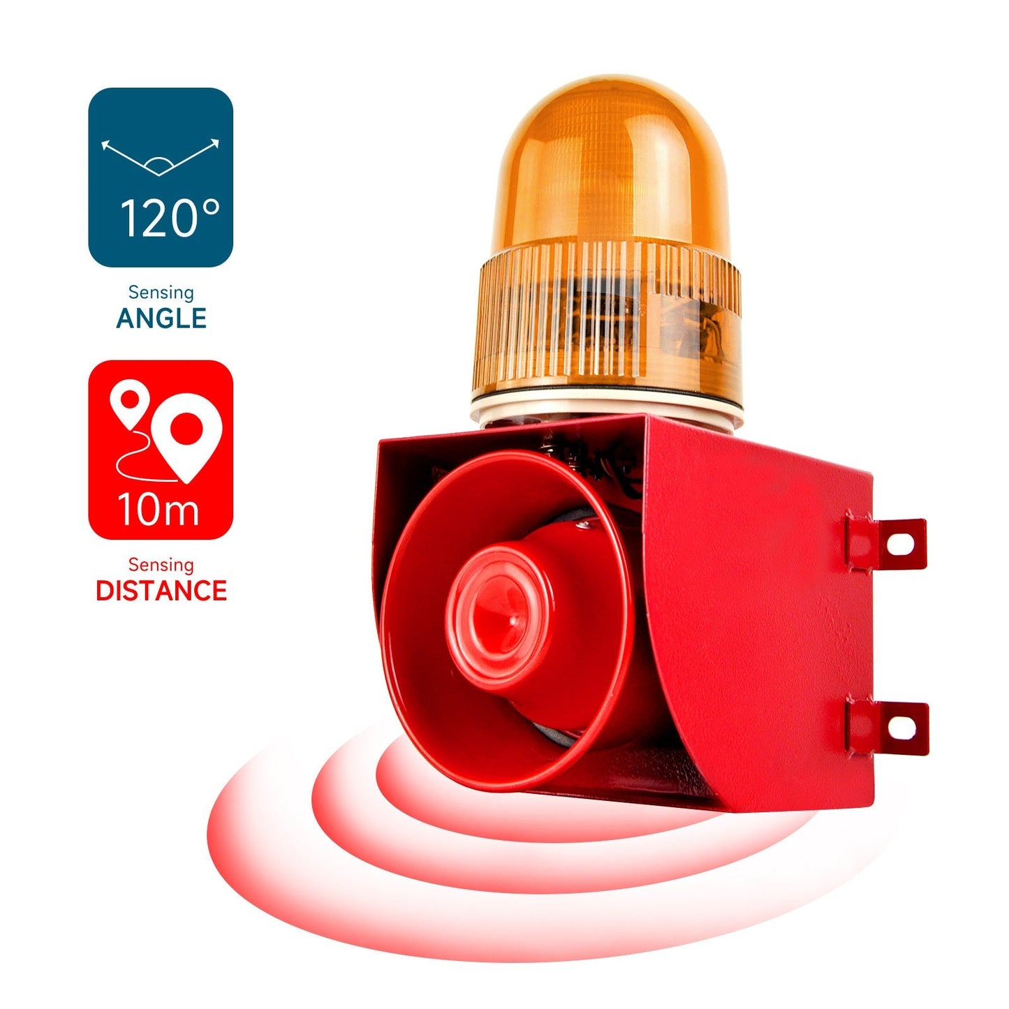 YASONG SLA-01W Motion Sensor & Detector Alarm Siren Waterproof LED Strobe Warning Light Siren with 120dB Horn Power 25W for Factories, Warehouses and Docks