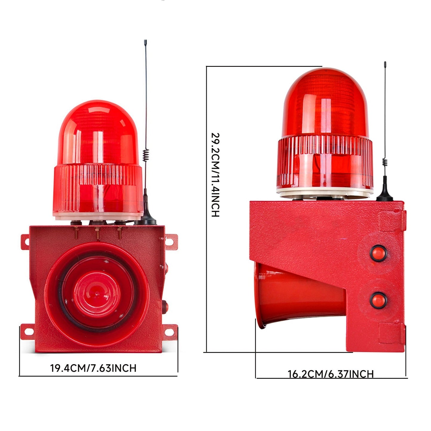 YASONG 500m/2000m Wireless Remote Control Alarm Siren 120dB Horn 12 Tone Adjustable Outdoor Industrial Waterproof LED Strobe Alarm System for Noisy Environment Emergency Alarm SLA-01TY