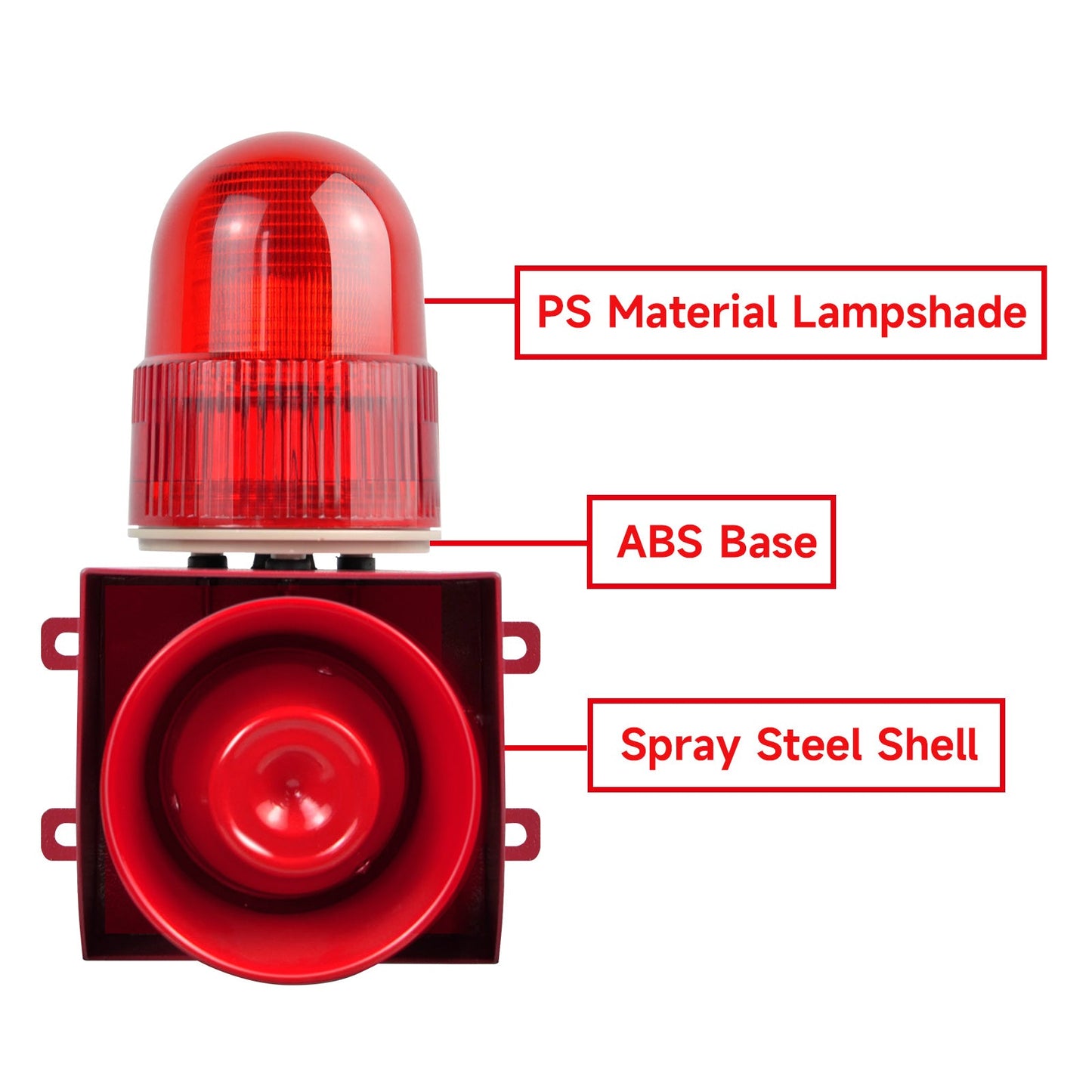 YASONG SLA-01 Industrial Alarm Siren Waterproof 120dB Horn Siren Speaker with LED Strobe Light 25W Alarm System for Factories, Docks, Shipyards and Warehouses