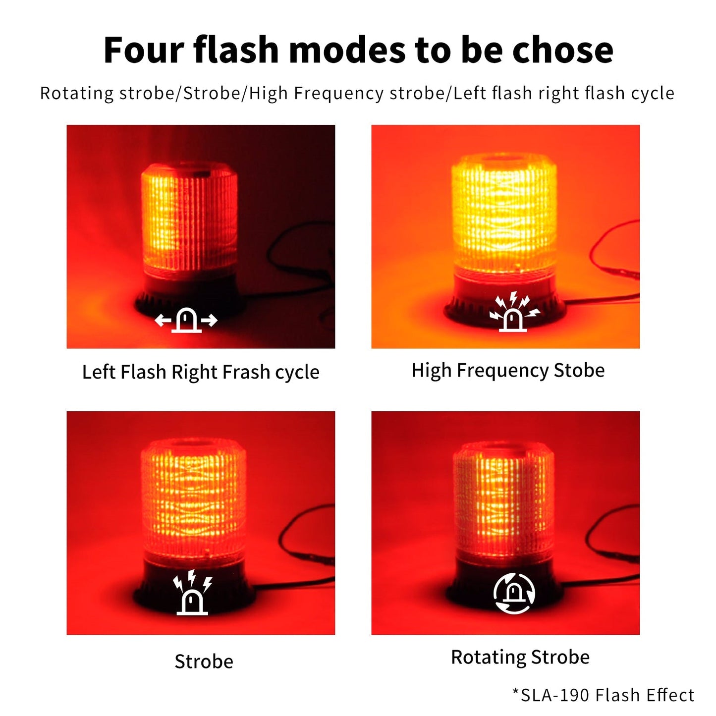 YASONG Beacon Strobe Light 4 Flashing Mode 120dB Horn 9 Tones LED Emergency Lights with Magnet Base for Vehicles, Truck, Car and Workshop AC100V-AC240V