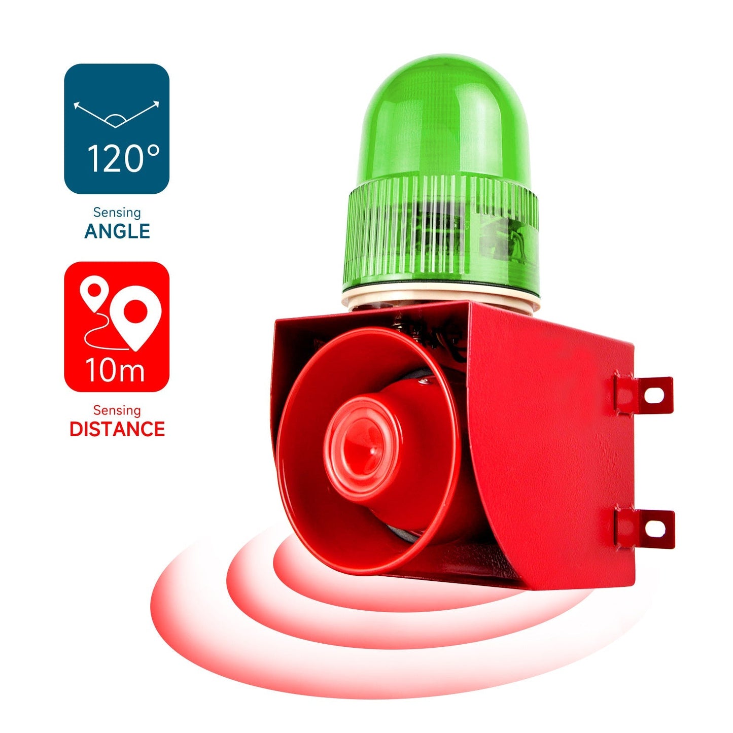 YASONG SLA-01W Motion Sensor & Detector Alarm Siren Waterproof LED Strobe Warning Light Siren with 120dB Horn Power 25W for Factories, Warehouses and Docks