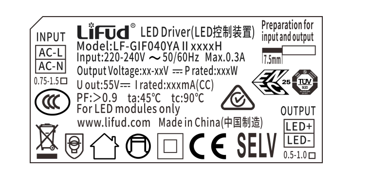 LIFUD CC Flicker-Free LED Driver for Panel Light LF-GIF040YAⅡ x98Pcs