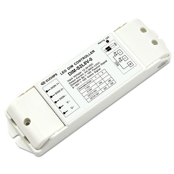 Euchips 12-24VDC 0-10V analog constant voltage led dimmer DIM-S2L8V-0 x20Pcs - DelightLighting