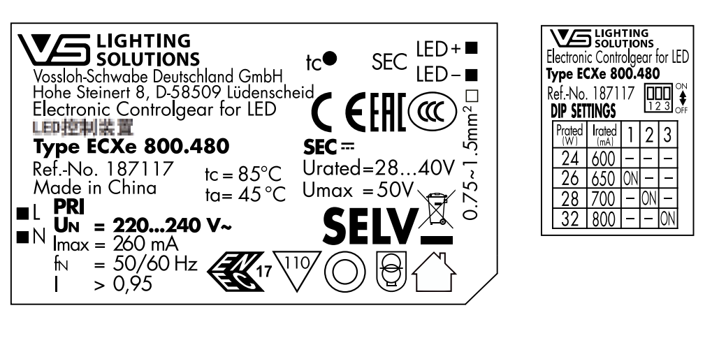 Vossloh-Schwabe CC EASYLINE DIP SWITCH C-R1 ECXe800.480 X40Pcs - DelightLighting