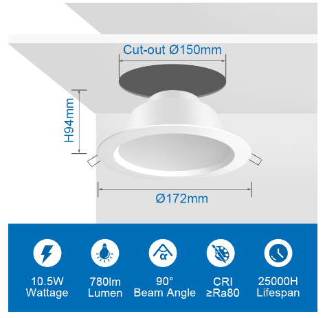 MEGAMAN LED SIENA 6 R150 Downlight x24Pcs - DelightLighting