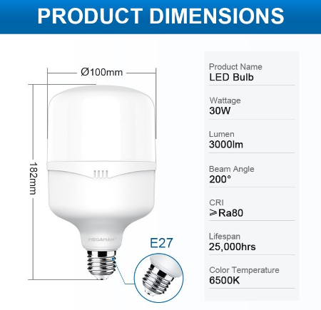 MEGAMAN Classic HPB Series E27 LED Bulb x20Pcs - DelightLighting