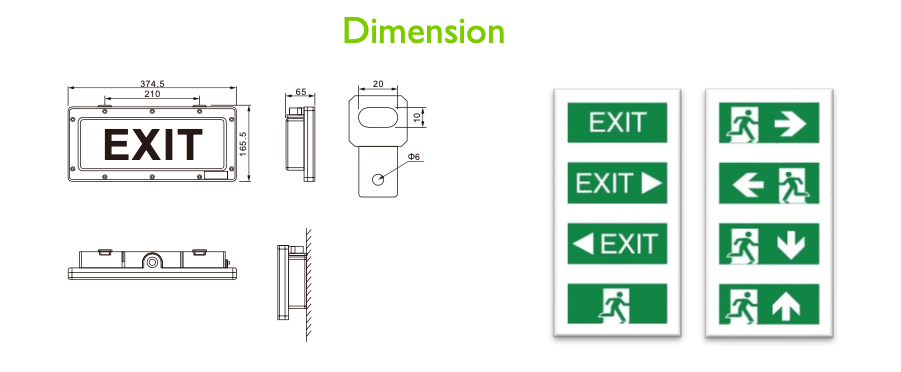 L10 Fixture Surface / Single / No Arrow LUMENEX BYY-K Explosion Proof Wall Mount Exit Sign