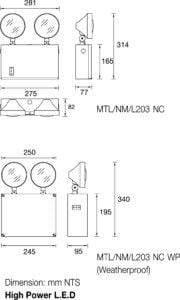 Maxspid EXIT/Emergency Maxspid Twin Lamp 2x3W LED MTL/NM/L203 NC Emergency Light