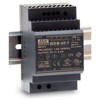 S7 Ballast /Drivers 60W / 5V / Blank MEANWELL HDR Series Rail Mount Power Supply