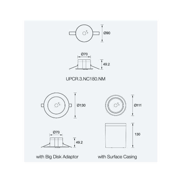 Maxspid 3W LED UFO Emergency Light UPCR.3.NC180.NM(Surface Mount) x4Pcs - DelightLighting