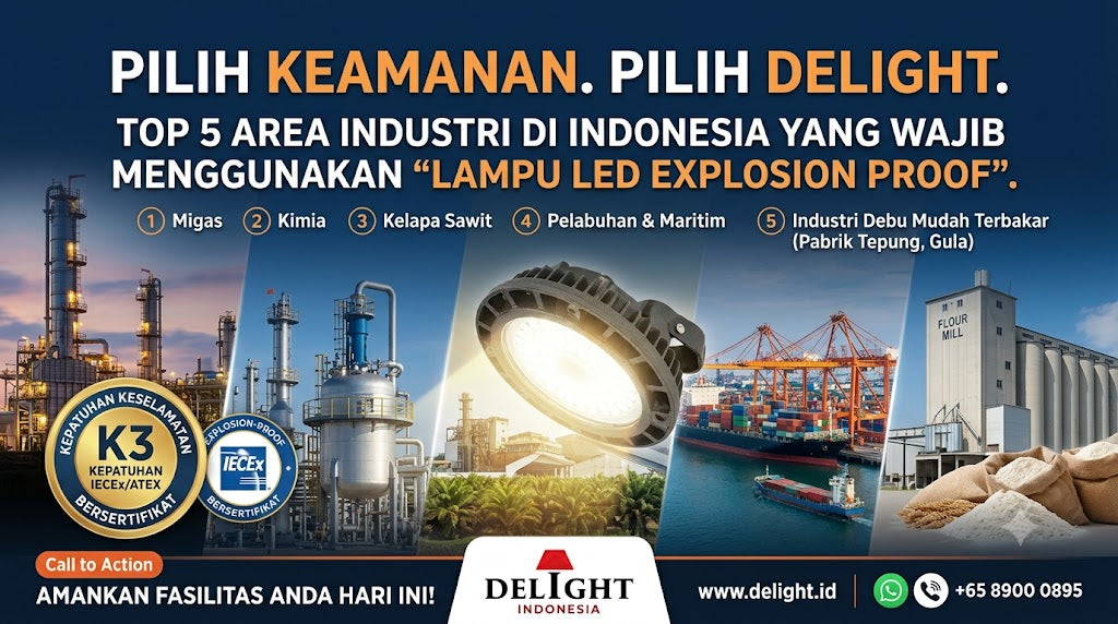 Top 5 Area Industri di Indonesia yang Wajib Menggunakan "Lampu LED Explosion Proof"