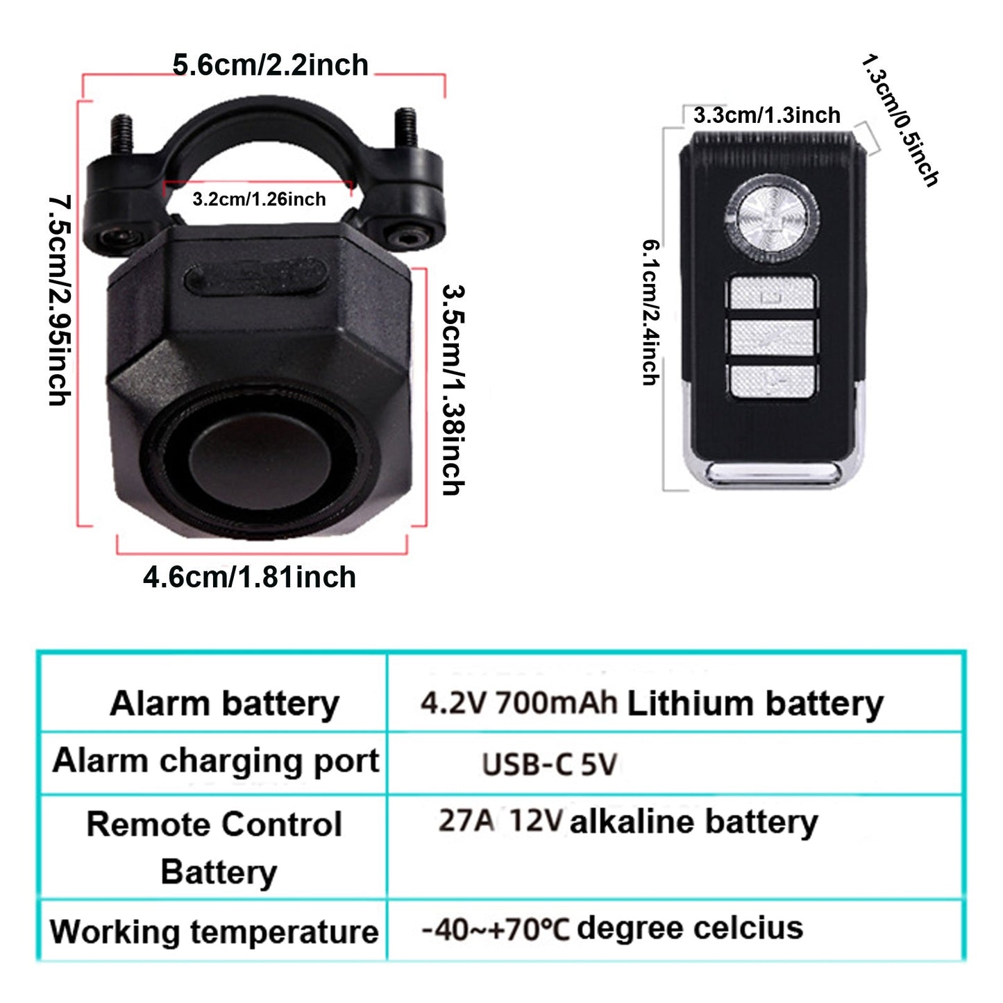 YASONG Bike Alarm for Ebikes Accessories USB Rechargeable Anti Theft Wireless Security Motorcycle Bicycle Alarm System with Remote Motion for Ebike Electric Bike Scooter Car (2 Pack)