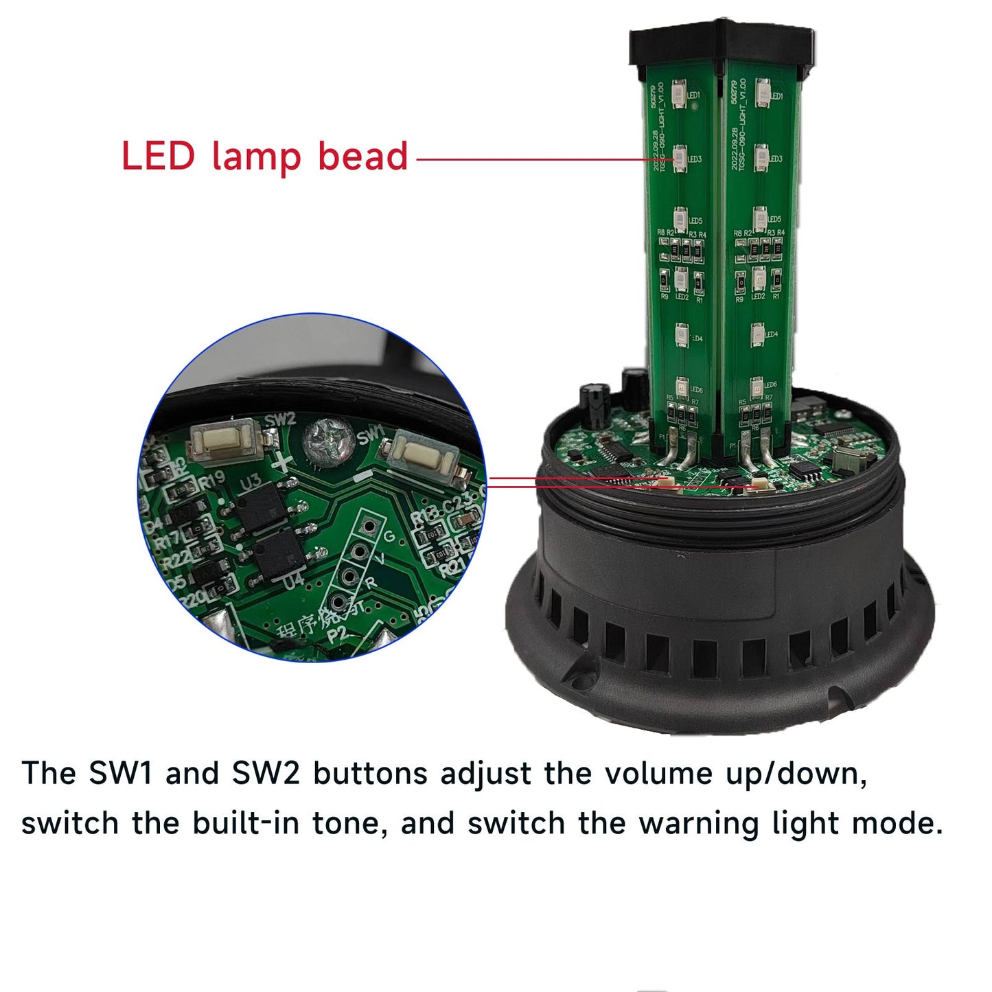 YASONG LED Strobe Lights 120dB Horn 9 Tones 4 Flash Modes Adjustable Waterproof Warning Beacon Flashing Light for Vehicles, Truck, Forklift, Workshop DC12V/24V SLA-090