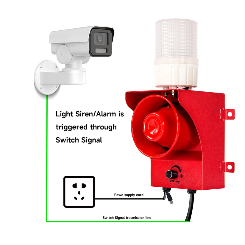 YASONG Dry Contact Signal Triggered Security Siren Waterproof 120dB Red Yellow Green Strobe Light Siren for Factory Fire stations Harbours SLA-315