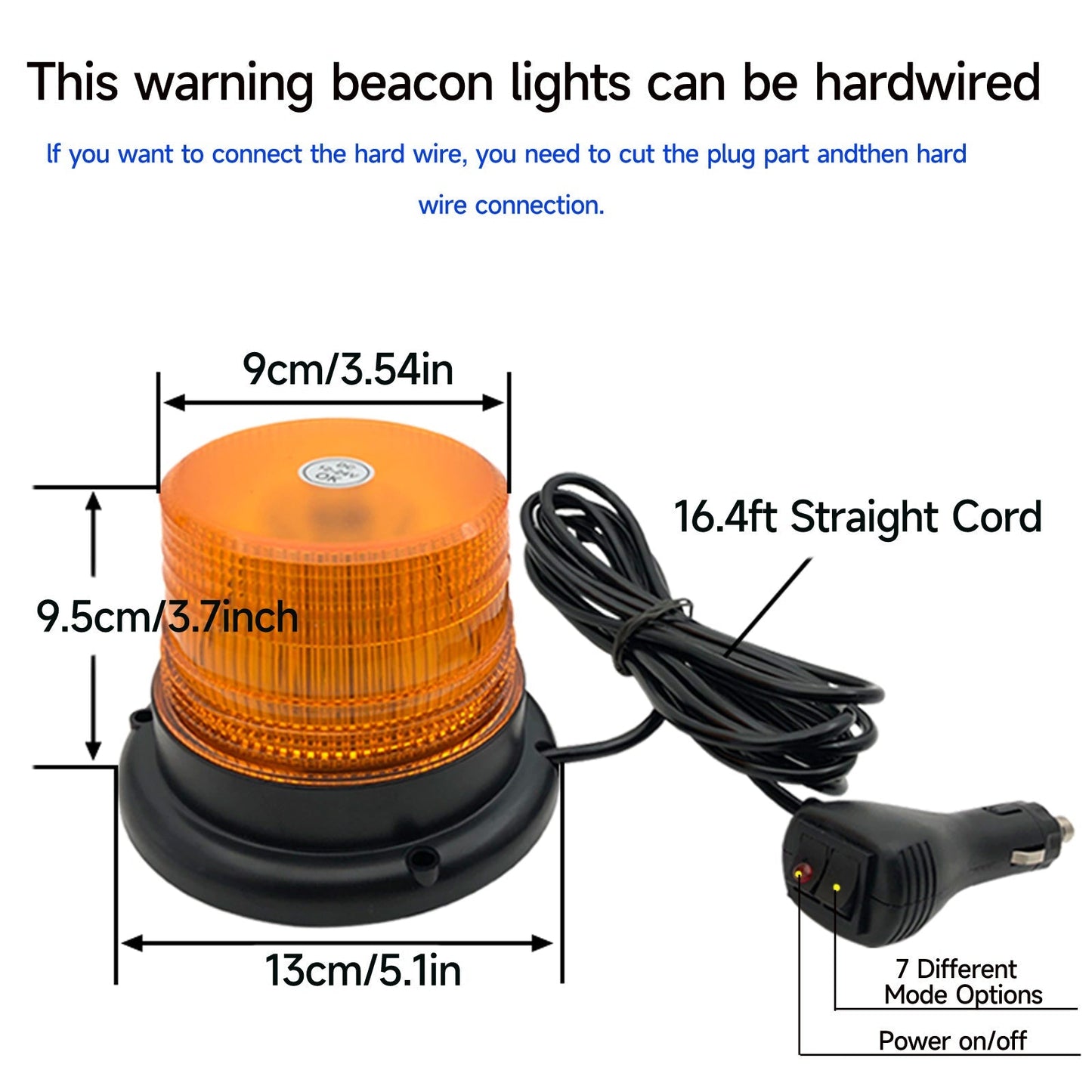 YASONG Amber LED Strobe Beacon Lights 40 LED Warning Emergency Flashing Light with Magnetic and 16ft Cord for Vehicle Truck Tractor Forklift Golf Carts Car Bus, DC12V-24V 1pcs