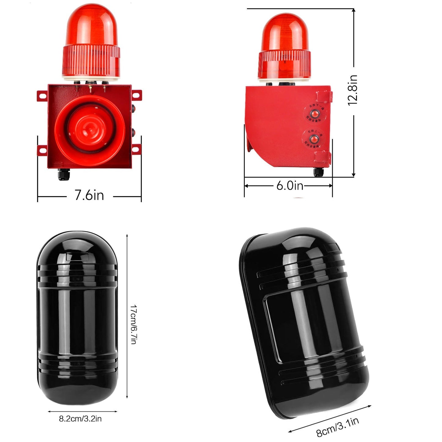 YASONG Industrial Siren Alarm with 100m Waterproof Invisible Beam Infrared Sensor Detector 120dB Adjustable Tone Volume Outdoor Security Alarm Kit for Factories, Docks, Schools