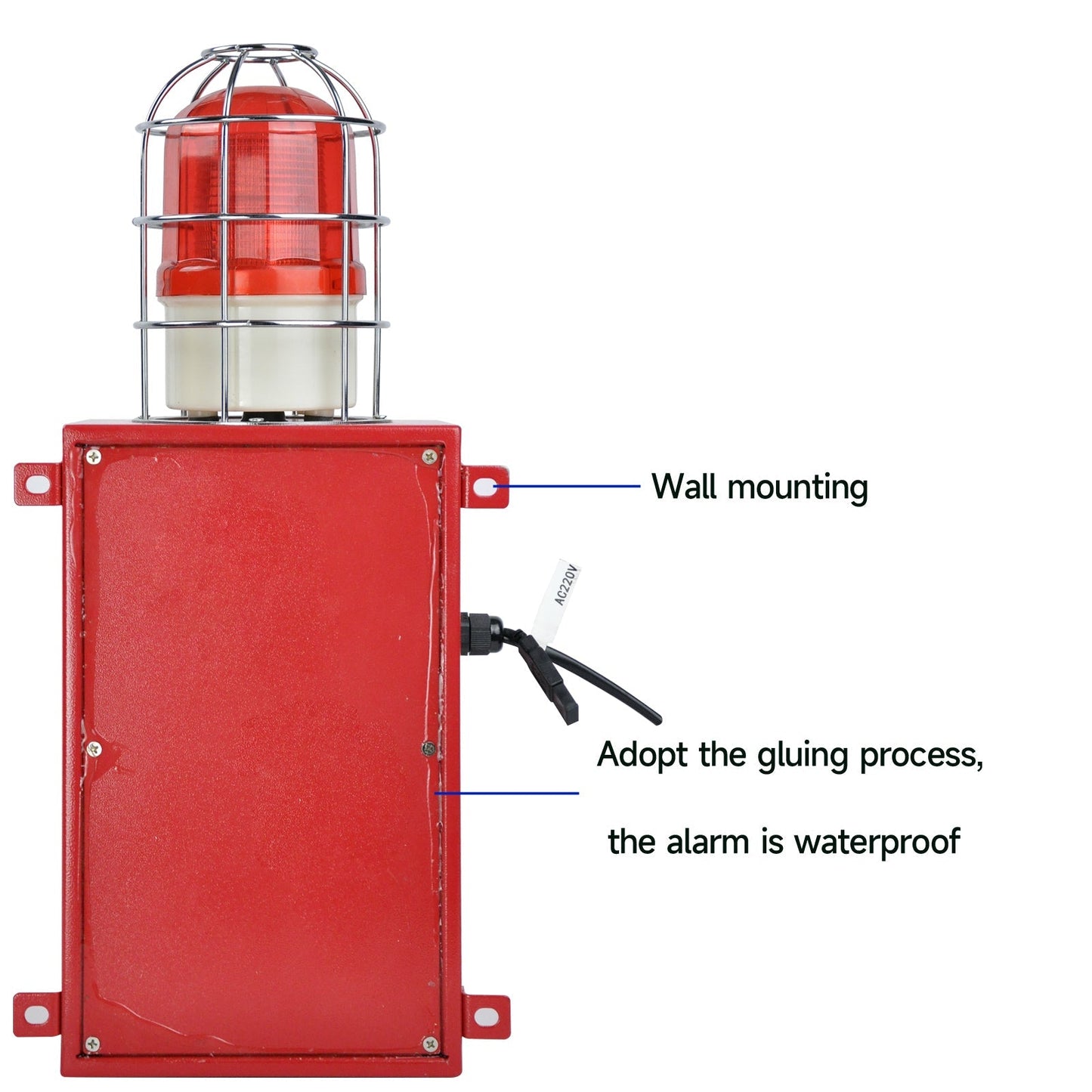 YASONG Outdoor Anti-collision Alarm Siren 80W 130dB Sirens Speaker Waterproof Alarm System with Strobe Light , Volume and Tone Adjustable for Ports, Docks, Factories Emergency Alarm Range About of 150 Meters