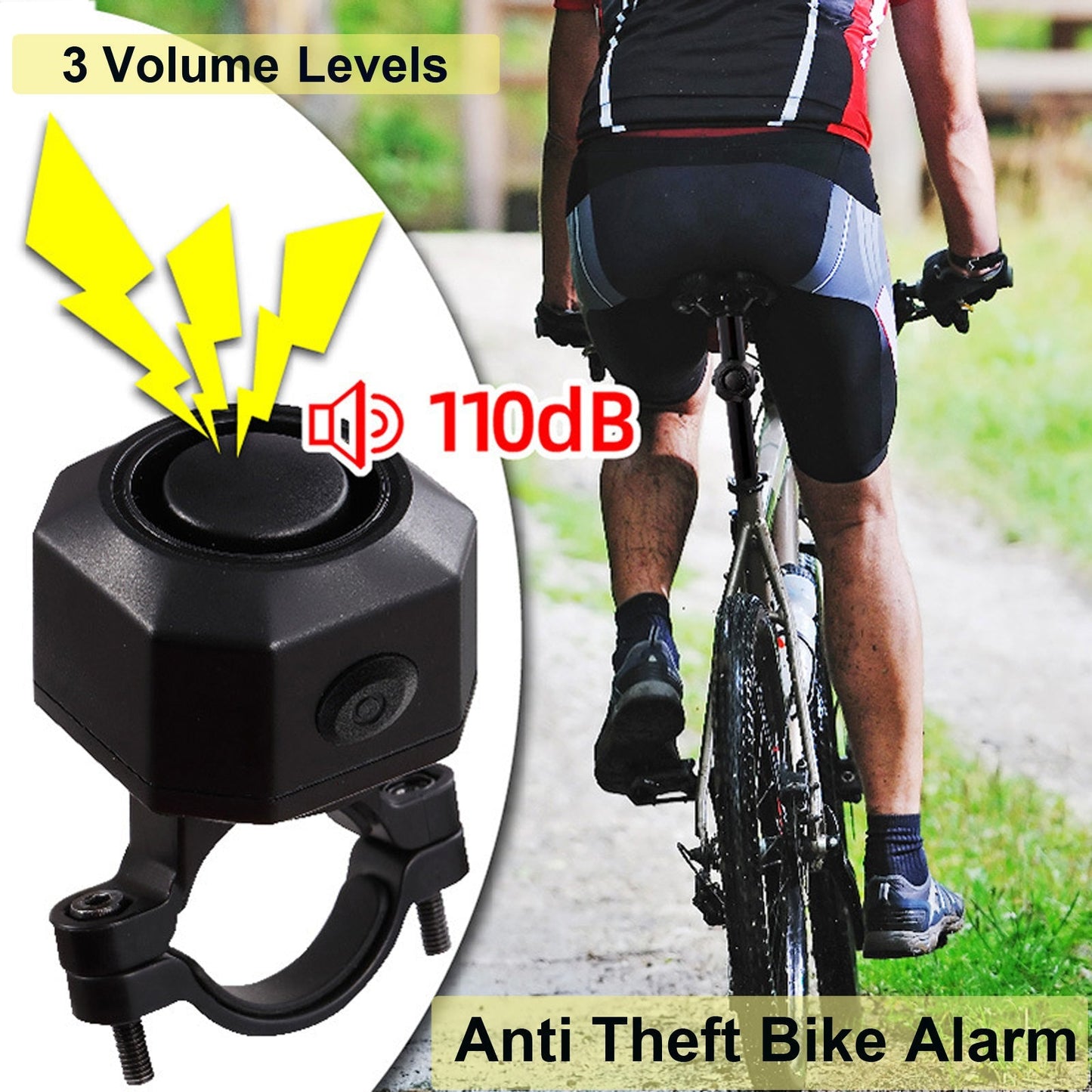 YASONG  Bike Alarm USB Rechargeable Ebike Motorcycle Alarm with Remote Motion and Mount 110dB Wireless Bicycle Anti Theft Security Alarm System for Ebike Electric Bike Scooter Car (1 Pack)