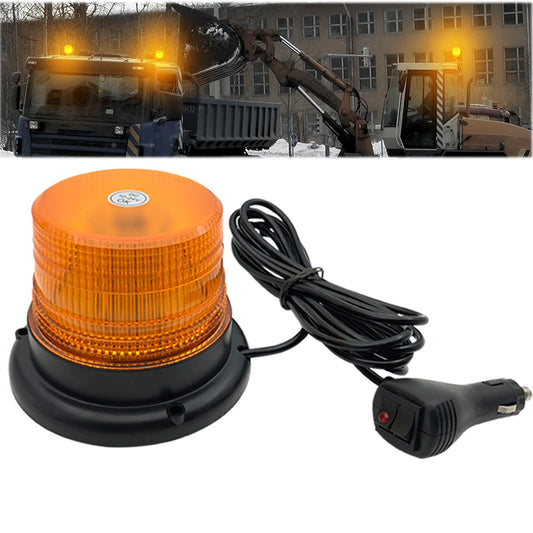 YASONG LED Strobe Light Amber 60 LED Beads Emergency Warning Beacon Flashing Light with Magnetic 16ft Cord and 10 Modes for Snow Plow Truck Construction Vehicles Forklift Tractor DC12V-48V