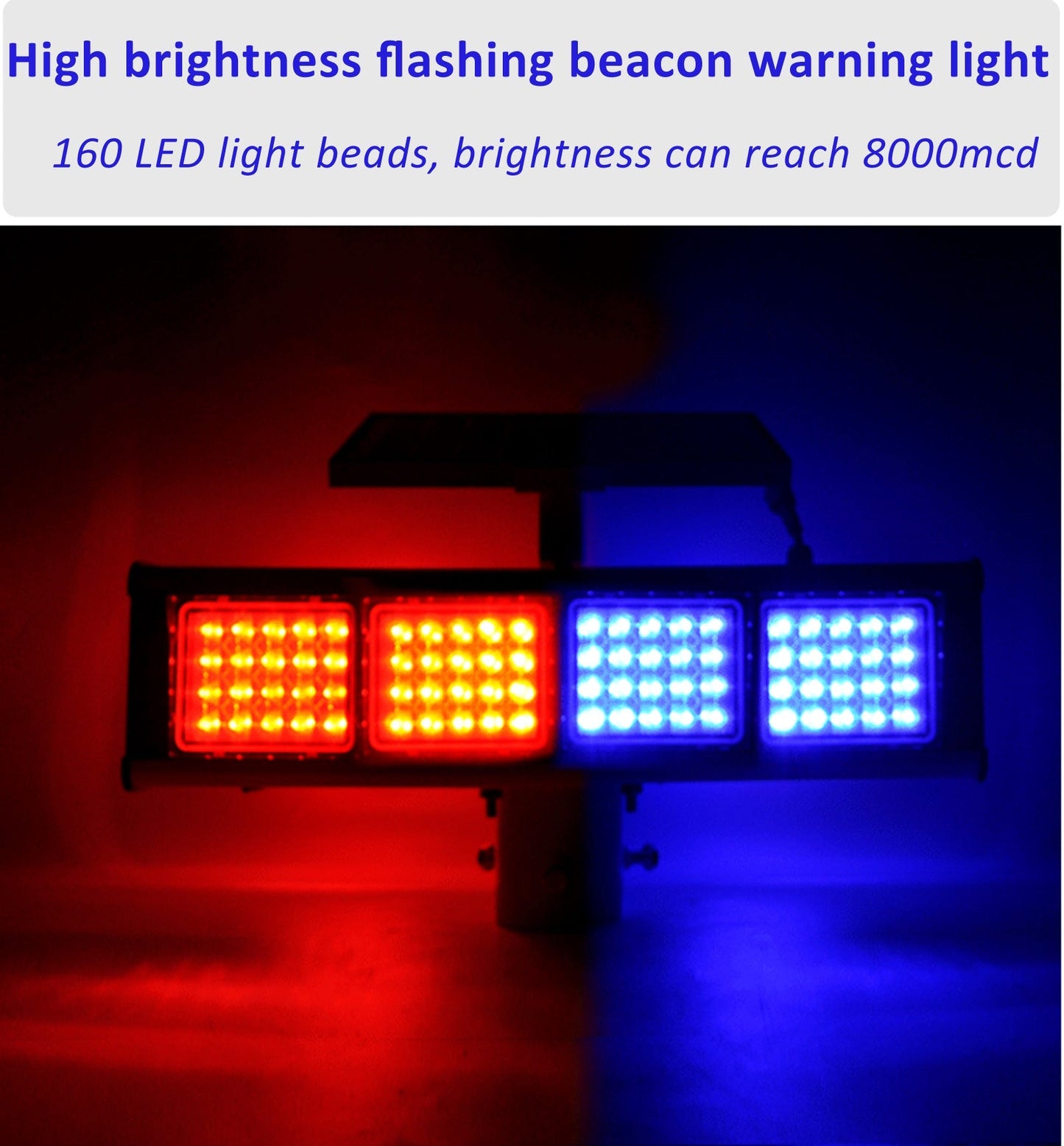 YASONG Solar Motion Detection Strobe Light Warning Light  IP65 Waterproof 120dB LED Red and Blue Double-sided Flashing Lights Motion Sensor Alarm Siren for Traffic, Road Construction, Farm, Yard